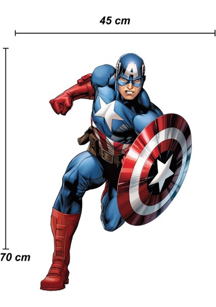 Renkli Avengers Kaptan Amerika Duvar Sticker 45x70 cm, odanıza şıklık ve eğlence katın fırsatları