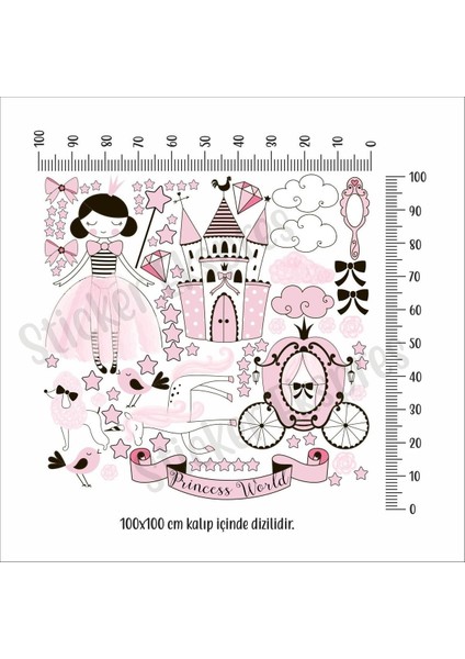 Renkli prenses temalı çocuk odası duvar sticker seti, eğlenceli dekorasyon için ideal fiyatları
