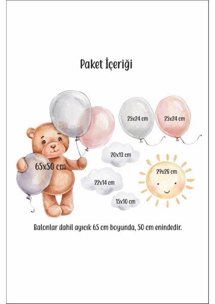 Sevimli ayıcık ve balonlar duvar sticker seti, çocuk odası dekoru, 5+ parça, turuncu fiyatları