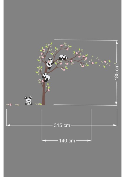 Renkli Panda Ailesi Çocuk Odası Duvar Sticker, sevimli ve canlı dekor. fiyatları
