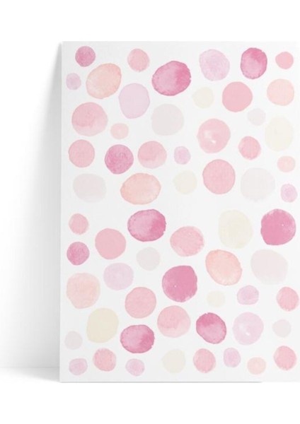 Pembe Suluboya Puantiye Duvar Etiketi, Renkli ve Şık Çocuk Odası Dekoru