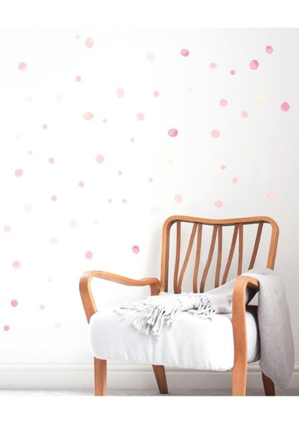 Pembe Suluboya Puantiye Duvar Etiketi, Renkli ve Şık Çocuk Odası Dekoru fiyatları