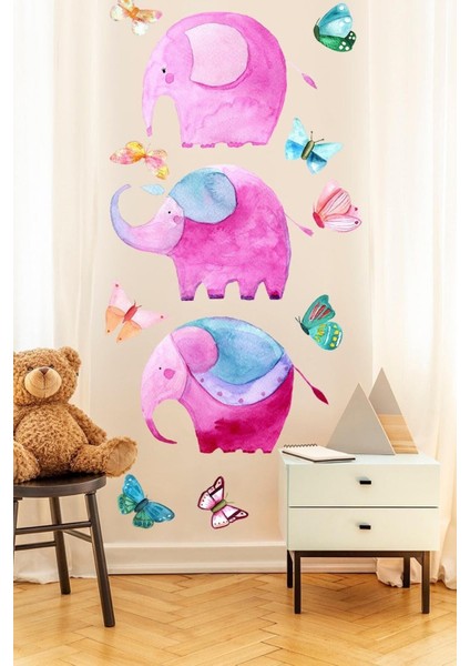 Pastel Renkli Filler ve Kelebekler Çocuk Odası Duvar Sticker Seti 5+ Parça fiyatları