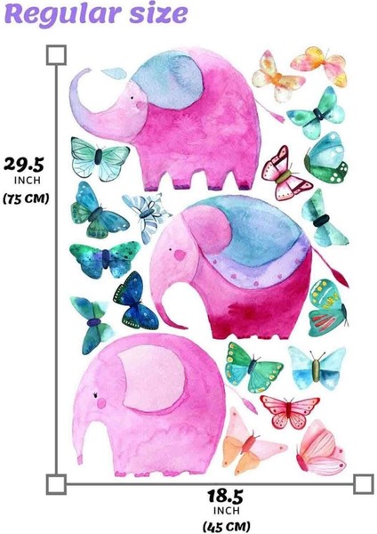 Pastel Renkli Filler ve Kelebekler Çocuk Odası Duvar Sticker Seti 5+ Parça modelleri