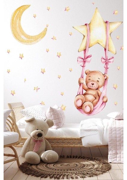 Yıldız ve ay temalı çocuk odası dekor sticker seti, renkli ve eğlenceli tasarım fiyatları