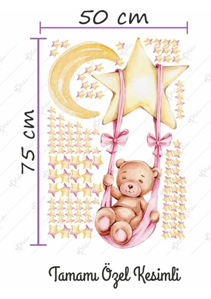 Yıldız ve ay temalı çocuk odası dekor sticker seti, renkli ve eğlenceli tasarım modelleri