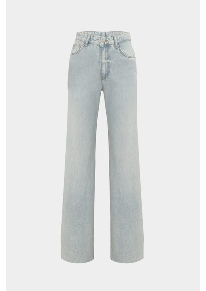 High Waist Wed Leg Kar Yıkama Geniş Paça Dikişsiz Jean