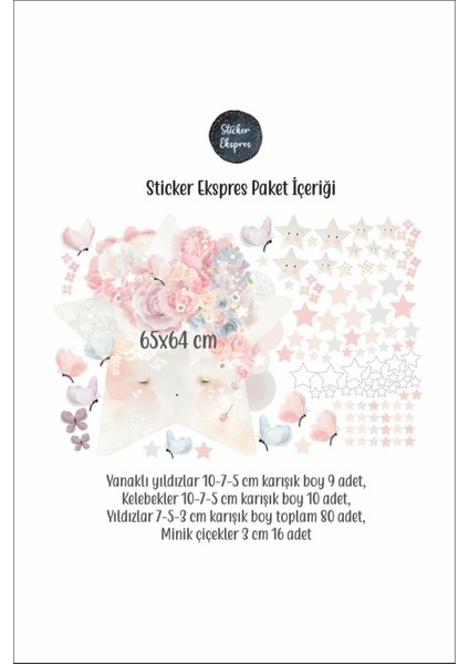 Renkli yıldız ve çiçek temalı duvar sticker seti, şık ve eğlenceli dekorasyon için 5+ parçalı fiyatları