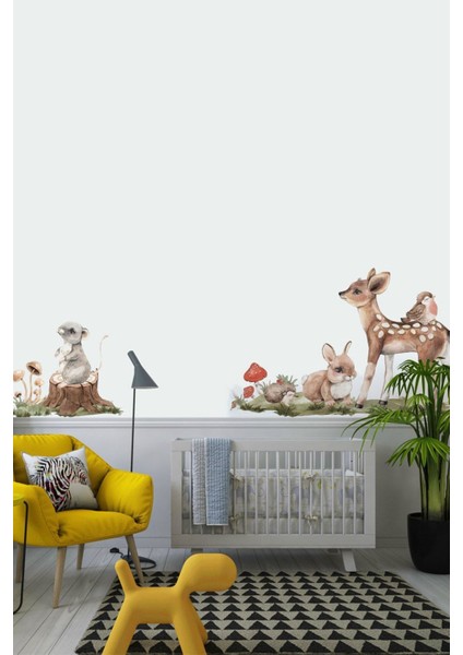 Renkli sevimli yavru hayvanlar duvar sticker seti, odanıza neşe kat!