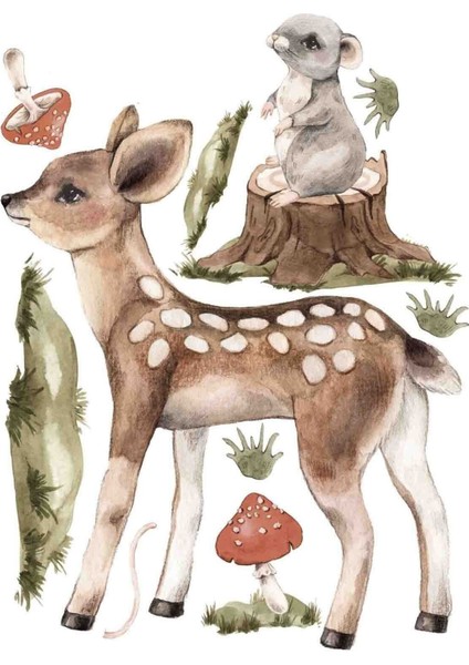 Renkli sevimli yavru hayvanlar duvar sticker seti, odanıza neşe kat! fiyatları