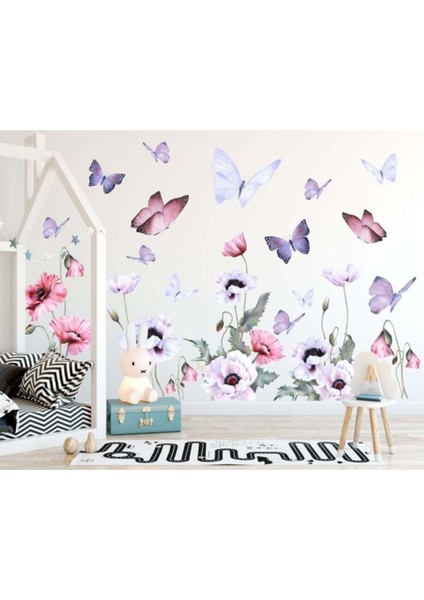 Mor suluboya kelebek duvar sticker seti, hayal gücünü canlandırır, 5+ parça fiyatları