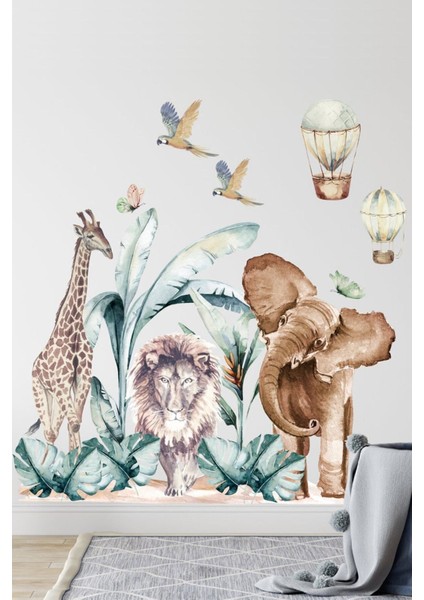 Safari Dünyası Afrikanın Ikonik Hayvanları Çocuk Odası Duvar Sticker