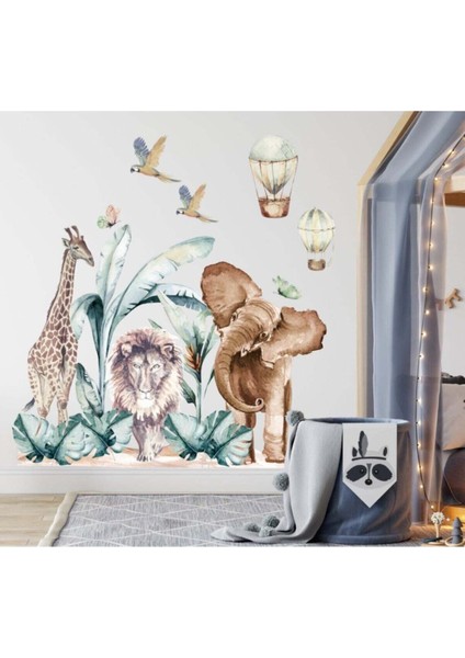 Safari Dünyası Afrikanın Ikonik Hayvanları Çocuk Odası Duvar Sticker modelleri