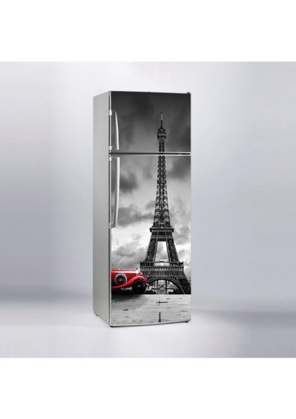 Buzdolabı Sticker Kaplama Dolap Kaplama Etiketi Paris Kırmızı Araba