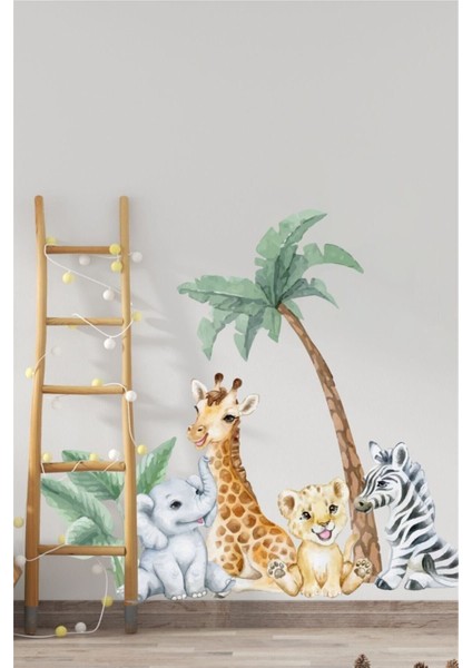 Renkli ve Eğlenceli Çocuk Odası Safari Temalı Duvar Stickerı fiyatları