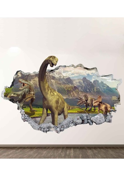 3D Dinozor Duvar Sticker, Yeşil, Eğlenceli ve Dekoratif Ev Süsü, 1 Parça
