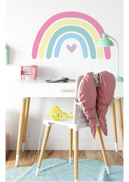 Canlı renkli gökkuşağı duvar çıkartması seti, çocuk odası için eğlenceli dekorasyon