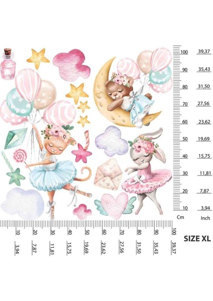 Renkli 5+ Parçalı Çocuk Odası Duvar Sticker Seti, Pembe, Tavşan ve Ayıcık Teması fiyatları