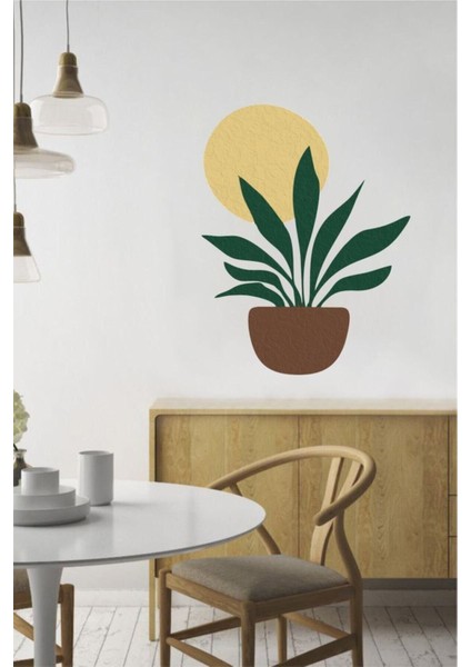 Renkli Çiçek Desenli Modern Duvar Stickerı, Dekorasyon ve Hediye Seçeneği, Turuncu, Düz