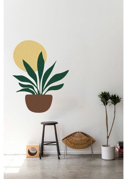 Renkli Çiçek Desenli Modern Duvar Stickerı, Dekorasyon ve Hediye Seçeneği, Turuncu, Düz fiyatları