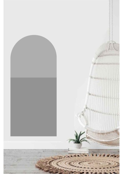 Geçişli Bohem Oval Duvar Sticker, modern ve şık gri dekorasyon aksesuarı