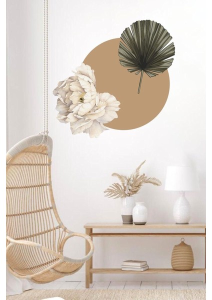 Modern Bohem Duvar Sticker, Şık ve Renkli Dekorasyon Parçası, Kahverengi, Düz Desen
