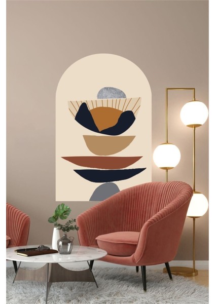 Şekilli Bohem Duvar Stickerı, modern ve şık dekorasyon için ideal turuncu düz desen