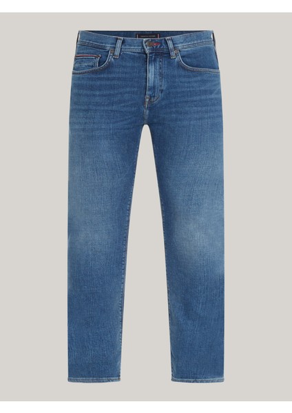 Erkek Marka Logolu Slim Fit Şık Görünüşlü Klasik 5 Cepli Günlük Kullanıma Uygun Açık Mavi Denim Jeans MW0MW33963-1A9