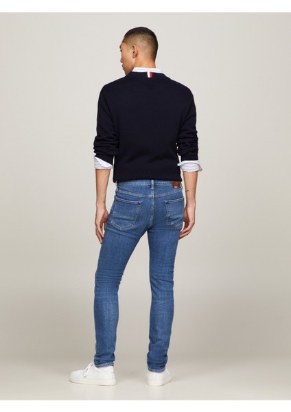 Erkek Marka Logolu Slim Fit Şık Görünüşlü Klasik 5 Cepli Günlük Kullanıma Uygun Açık Mavi Denim Jeans MW0MW33963-1A9 modelleri
