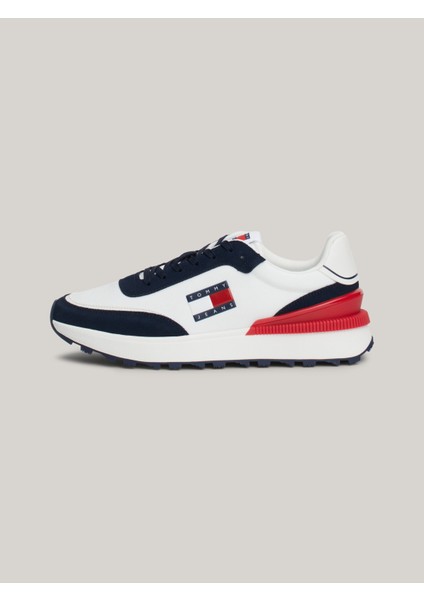 Tommy Hilfiger Erkek Marka Logolu Geri Dönüştürülmüş Polyster Üst Kısımlı  Kauçuk ve Doğal Kauçuk Kaplamalı Dış Tabanlı Lacivert Sneaker EM0EM01265-C1G