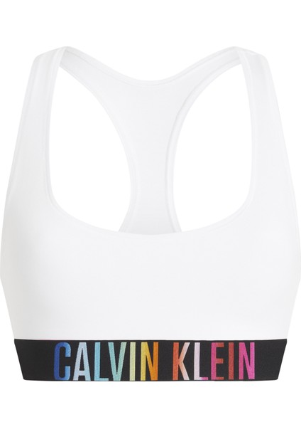 Calvin Klein Kadın Marka Logolu Elastik Bantlı Günlük Kullanıma Uygun Beyaz Spor Sütyeni 000QF7831E-100