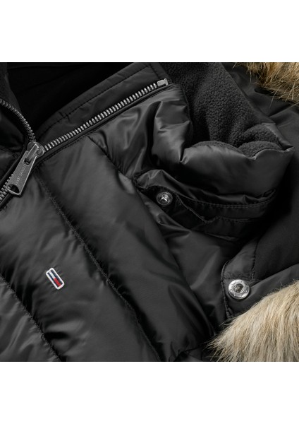 Kadın / Kız Marka Logolu Kapüşonlu Şık Görünümlü Full Fermuarlı Günlük Kullanıma Uygun Siyah Mont DW0DW18864-BDS modelleri