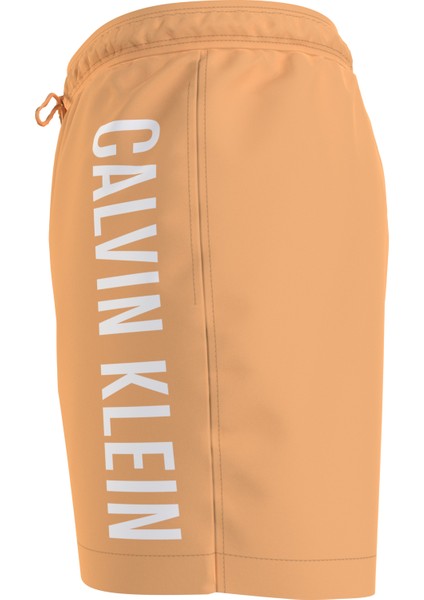 Erkek Marka Logolu Çabuk Kuruyan Polysterli Plaj ve Deniz Kullanıma Uygun Turuncu Deniz Şortu KM0KM01004-SAN fiyatları