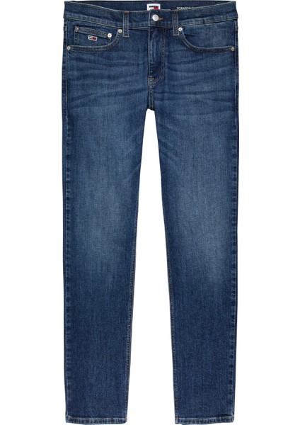Erkek Marka Logolu Scanton Slim Fit Şık Görünüşlü Klasik 5 Cepli Günlük Kullanıma Uygun Mavi Denim Jeans DM0DM20187-1BK