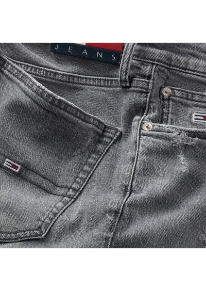 Erkek Marka Logolu Slim Fit Şık Görünüşlü Klasik 5 Cepli Günlük Kullanıma Uygun Koyu Gri Jeans DM0DM18739-1BZ