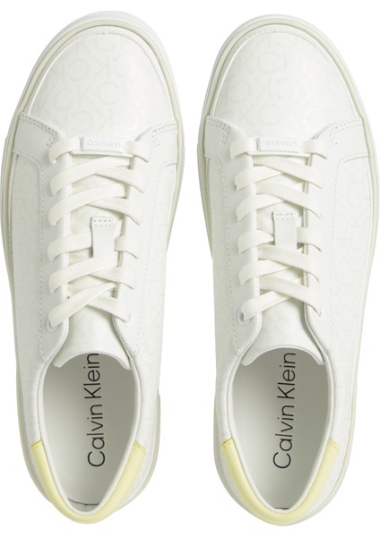 Kadın Calvin Klein Logolu Platform Topuklu Rahat Tabanlı Gündelik Kullanıma Uygun Beyaz Sneaker HW0HW01911-0K6 fırsatları