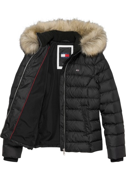 Kadın / Kız Marka Logolu Kapüşonlu Şık Görünümlü Full Fermuarlı Günlük Kullanıma Uygun Siyah Mont DW0DW18312-BDS fiyatları