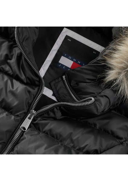 Kadın / Kız Marka Logolu Kapüşonlu Şık Görünümlü Full Fermuarlı Günlük Kullanıma Uygun Siyah Mont DW0DW18312-BDS modelleri