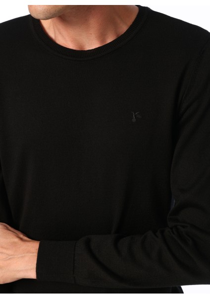 O Yaka Basic Düz Siyah Erkek Kazak F4WM-KZK 2844 fırsatları