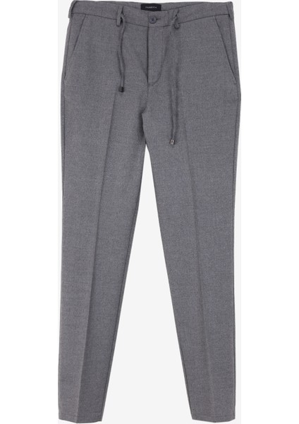 Bağlamalı Bel Normal Paça Gri Melanj Erkek Chino Pantolon F4WM-PNT 2732