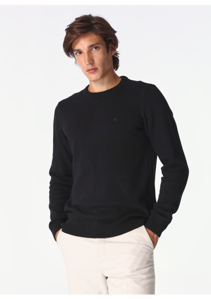 Bisiklet Yaka Basic Düz Siyah Erkek Kazak F4WM-KZK 2524