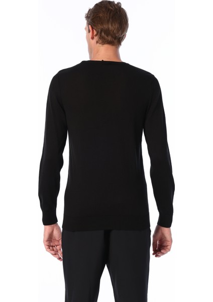 O Yaka Basic Düz Siyah Erkek Kazak F4WM-KZK 2844 indirimleri