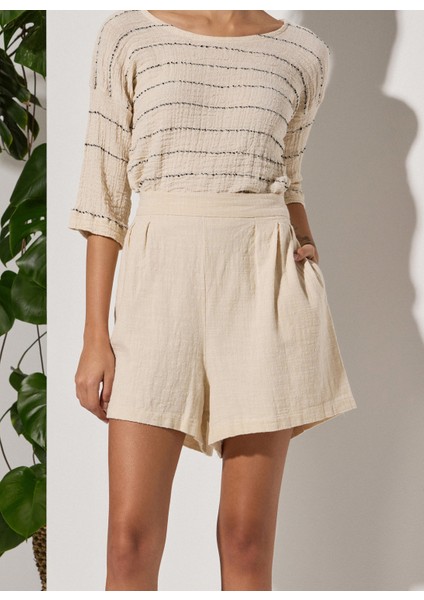 Normal Bel Standart Krem Kadın Şort 333148 modelleri