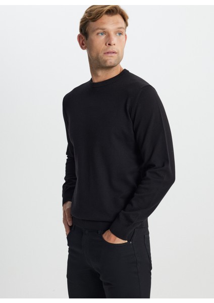 Bisiklet Yaka Standart Siyah Kazak ACE492510013_TRIKO Bısıklet Yaka modelleri