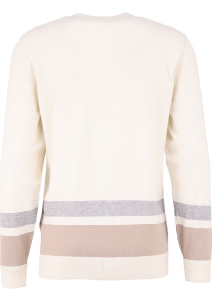 Bisiklet Yaka Basic Çizgili Ekru Erkek Kazak F4WM-KZK 2520 fiyatları