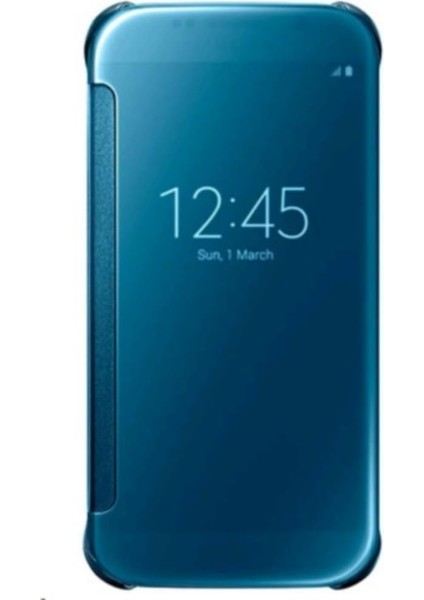 Clear View Case Samsung Galaxy S6 Için, Mavi