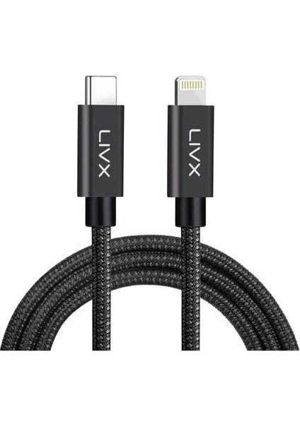 Horizontal 20W Type C To Lightning 1 Metre iPhone iPad Hızlı Şarj ve Data Kablosu Space Gray