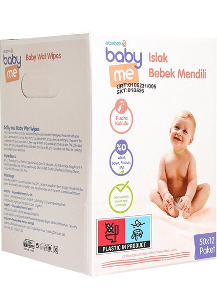 Baby Me  Pudralı Günlük Temizleme Mendili 12X50 Adet