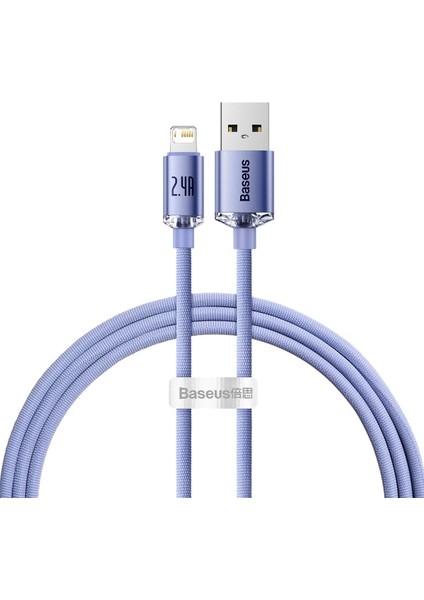 Crystal Shine, 2.4 A Usb-A & Lightning Data ve Şarj Kablosu, 1.2 Metre, Mor, CAJY000005