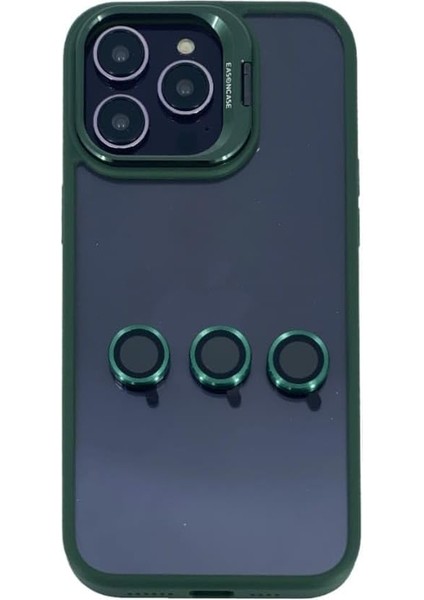 Pro Max Lens Korumali Beraber Sert Sefaf Kilif Kamera Korumali (Yesıl)